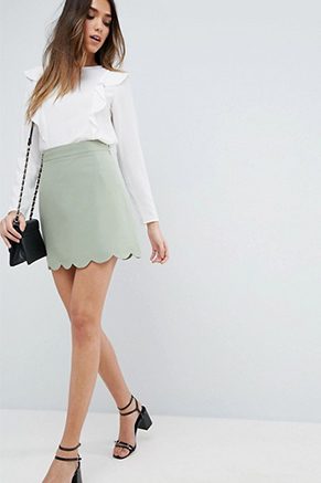 A-Line Mini Skirt with Scallop Hem