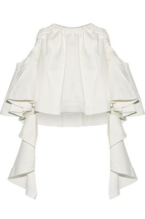 Cropped Ruffled Cotton-Blend Top