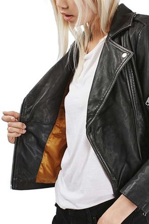 Topshop 'Lightning' Leather Biker Jacket