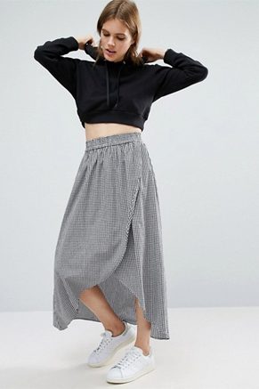 ASOS Wrap Maxi Skirt in Gingham