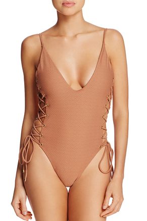 Blue Life Lace-Up One Piece Swimsuit