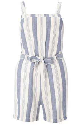 Blue Striped Belted Playsuit
