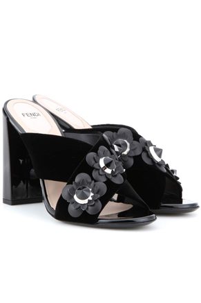 Embellished Velvet Sandals