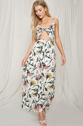 Forever 21 Floral Tie-Front Maxi Dress