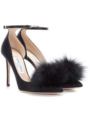 Jimmy Choo Rosa Pumps With Clip-On Fur Pom Pom