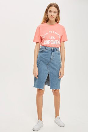 Topshop MOTO Midi Denim Skirt