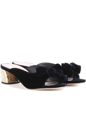 Miu Miu Embellished Velvet Sandals