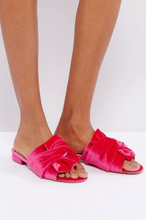 Bow Front Velvet Mule