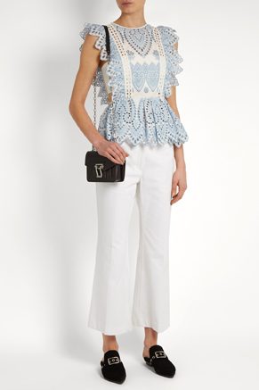 Self-Portrait Broderie-Anglaise Peplum Top