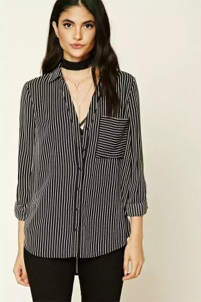 Striped Crepe Woven Shirt