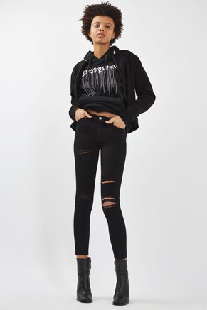 MOTO Black Super Rip Leigh Jeans
