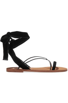 Valentino Velvet and Leather Sandals