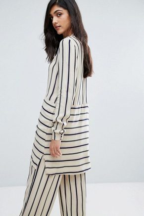 Y.A.S Tall Stripe Longline Shirt Co-Ord