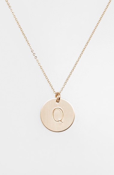 Nashalla Fill Initial Disk Necklace ($73)